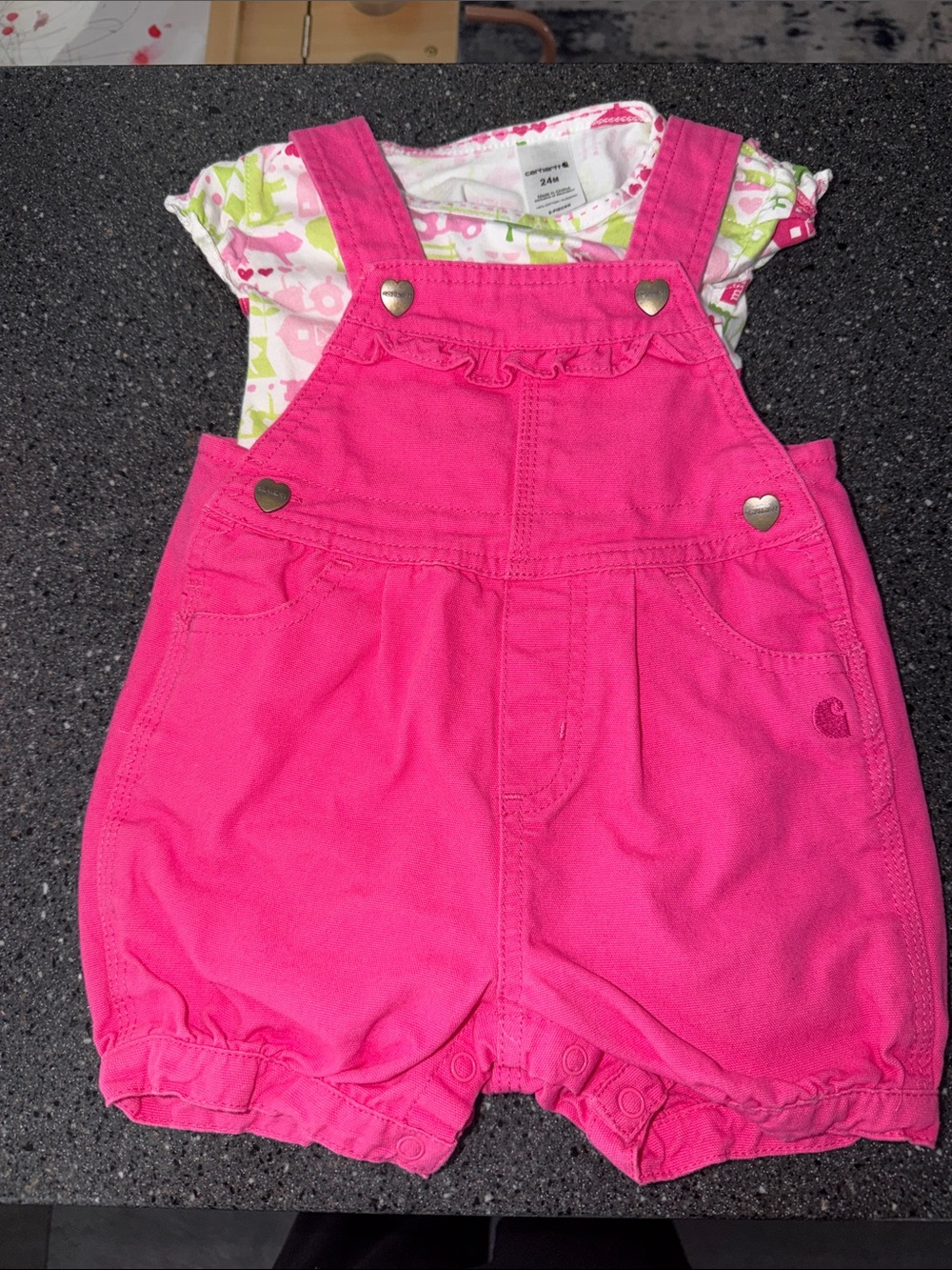 Carhartt Hot Pink Girls Denim Shortalls